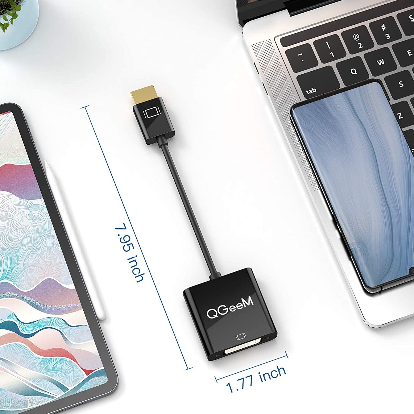 Uniqkart QG-HD24 Displayport Male to DVI Female Adapter Cable DP to DVI Converter for HD TV/Monitor/Projector/Laptops/PC