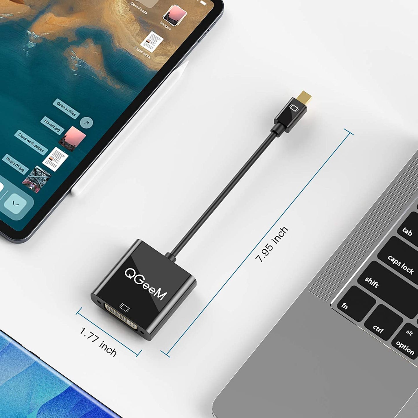 QG-HD27 Mini DP to DVI Adapter Cable Mini DisplayPort Male to DVI Female Converter Compatible with MacBook Thunderbolt Port Monitor Projector