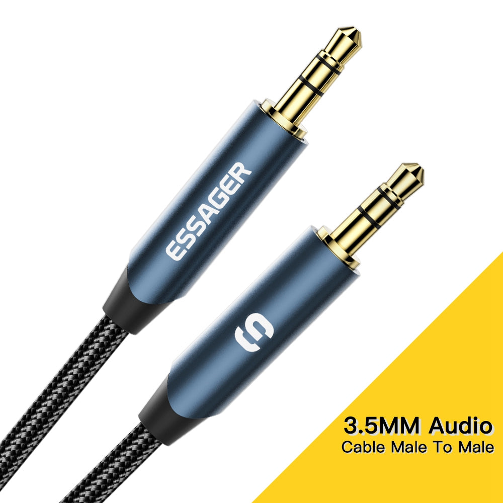 Essager 3m Tangle Free Braided Audio Cable 3.5mm Jack Male to Male Extension AUX Cable - Blue