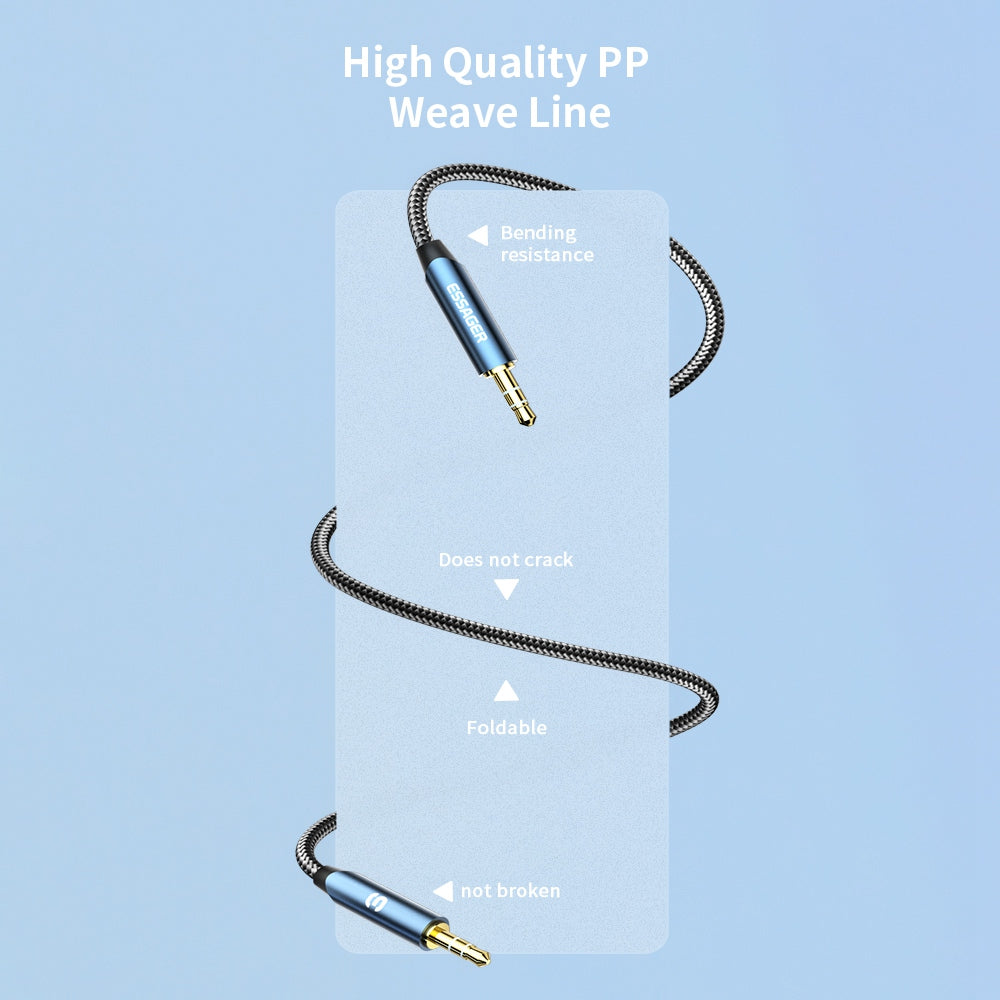Essager 5m AUX Cable 3.5mm Jack Male to Male Extension Audio Speaker Cable for Car PC TV - Grey
