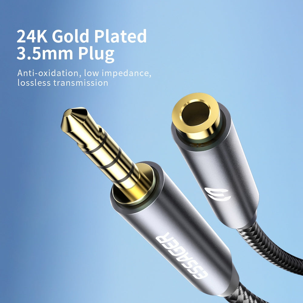 Essager 2m Audio Extension Cord Support Mic Function 3.5mm 4-Pole Male to Female AUX Cable