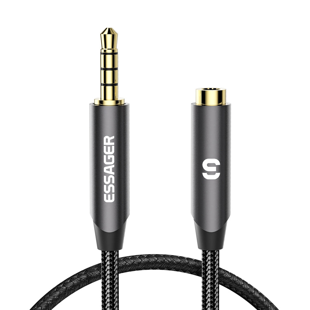 Essager 1m 3.5mm 4-Pole Male to Female AUX Cable Headphone Converter Audio Extension Cord