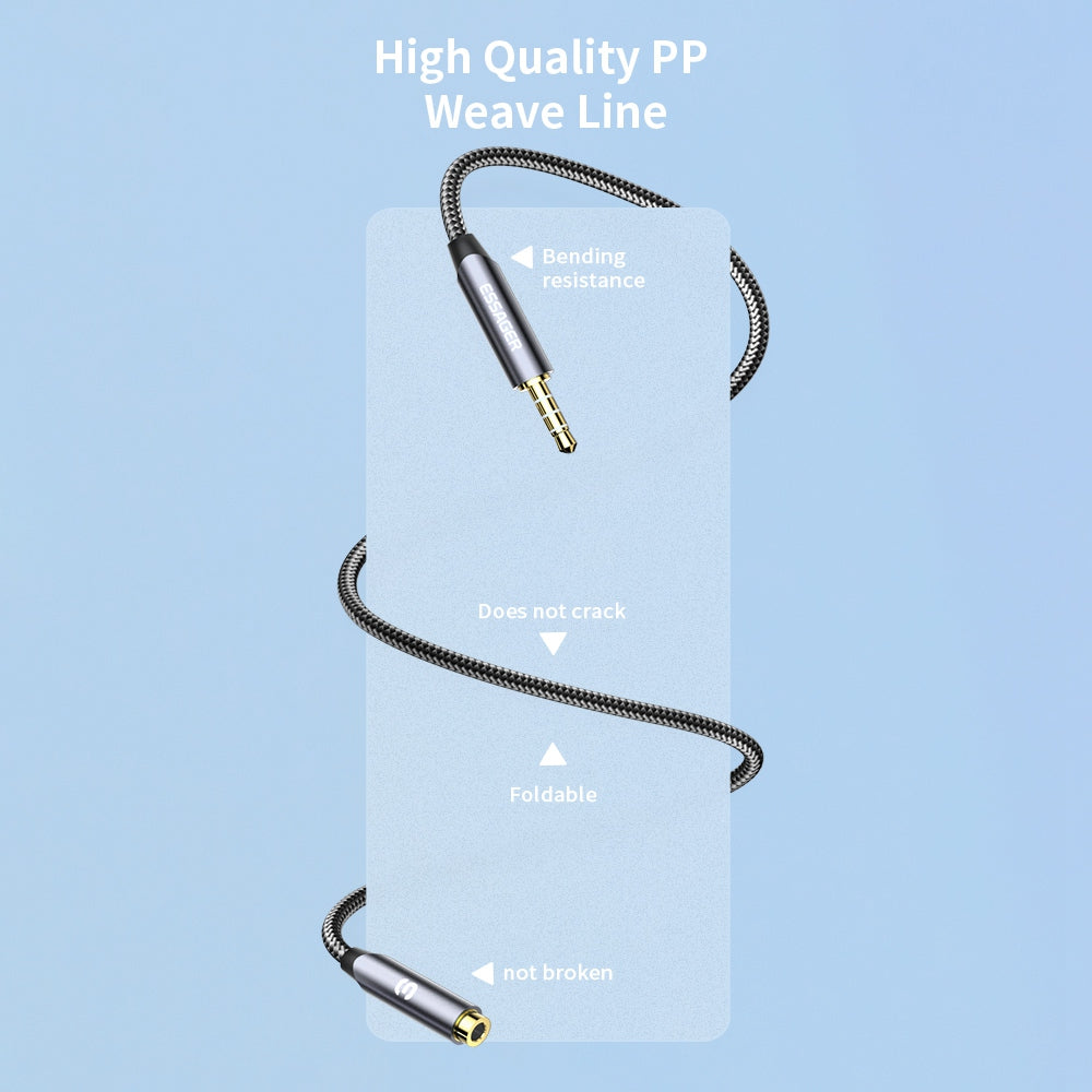 Essager 1m 3.5mm 4-Pole Male to Female AUX Cable Headphone Converter Audio Extension Cord