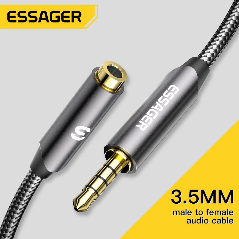 Essager 3m 24K Gold Plated 3.5mm 3-Pole Male to Female AUX Cable Audio Extension Cord
