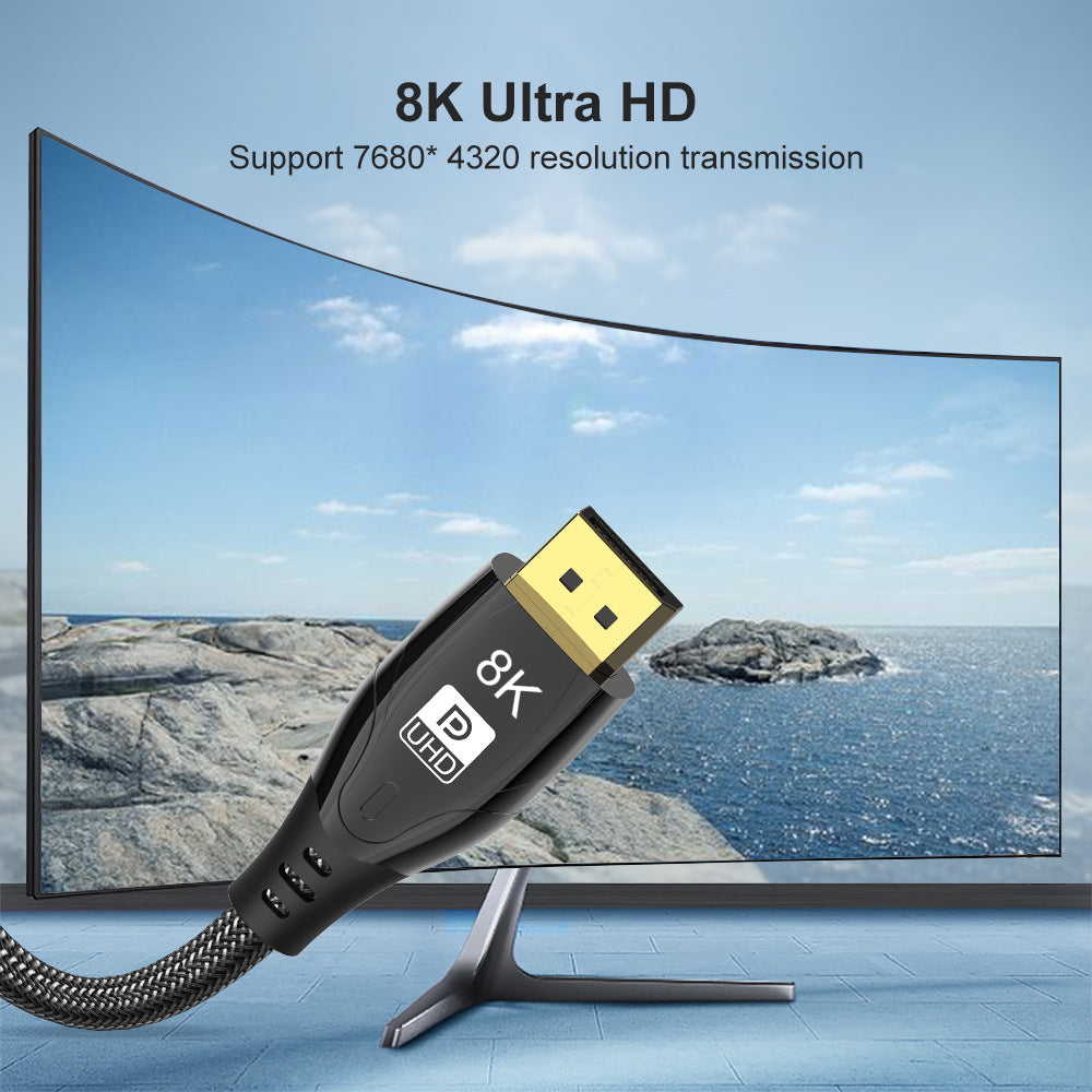 3m DP to DP 1.4 8K / 4K Ultra HD Cable 144 / 165hz Monitor TV Large Screen Gaming Stereo Audio Video Cable