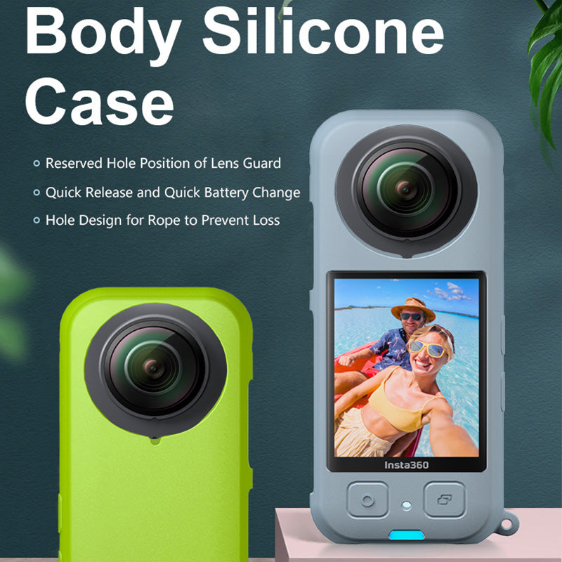 Uniqkart for Insta360 X3 Protective Cover, Panoramic Camera Scratch Resistant Soft Silicone Case - Blue