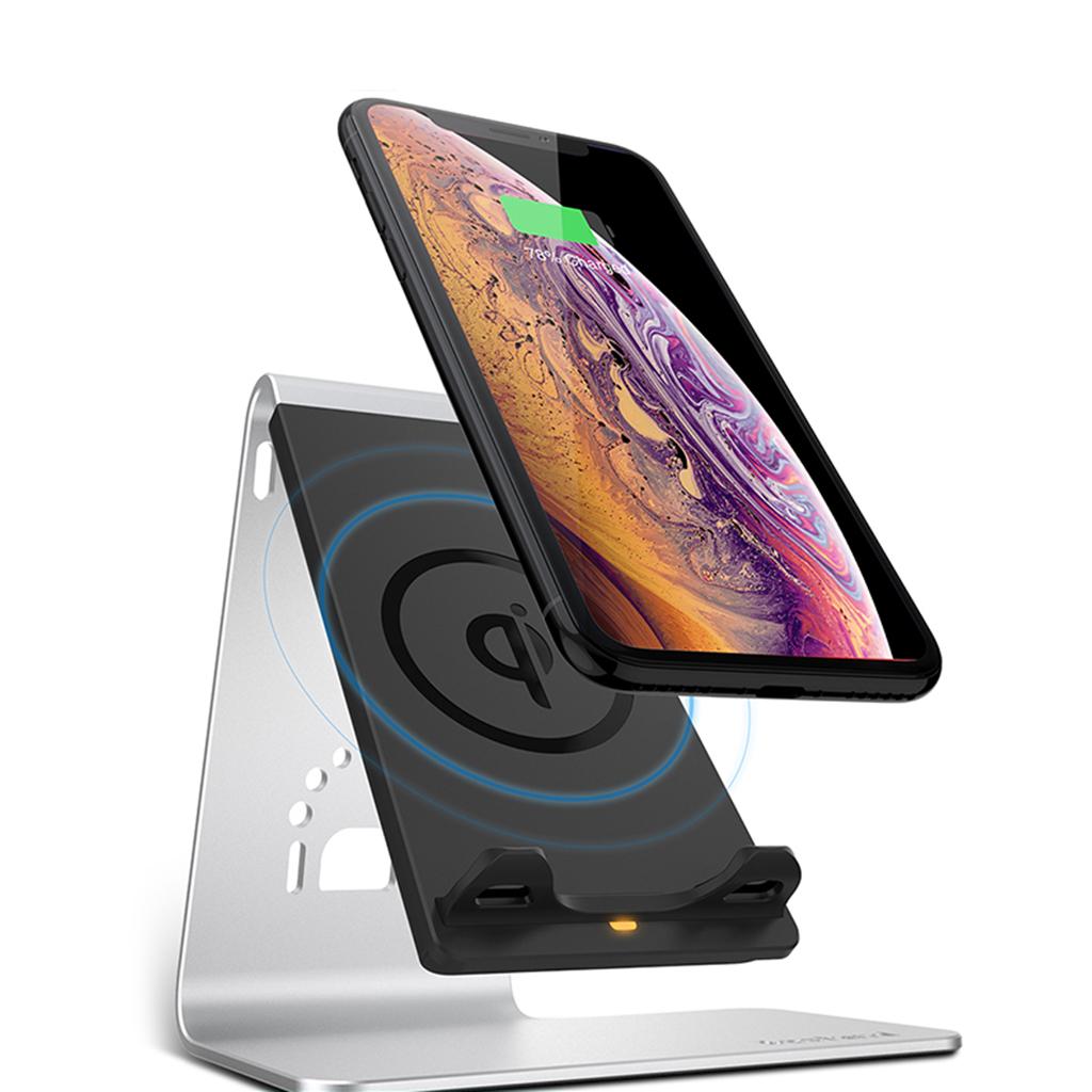 2in1 Phone Charging Station Wireless Fast Charger+Bracket for iWatch Silver