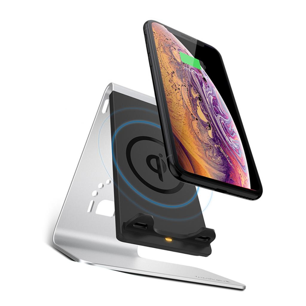 2in1 Phone Charging Station Wireless Fast Charger+Bracket for iWatch Silver