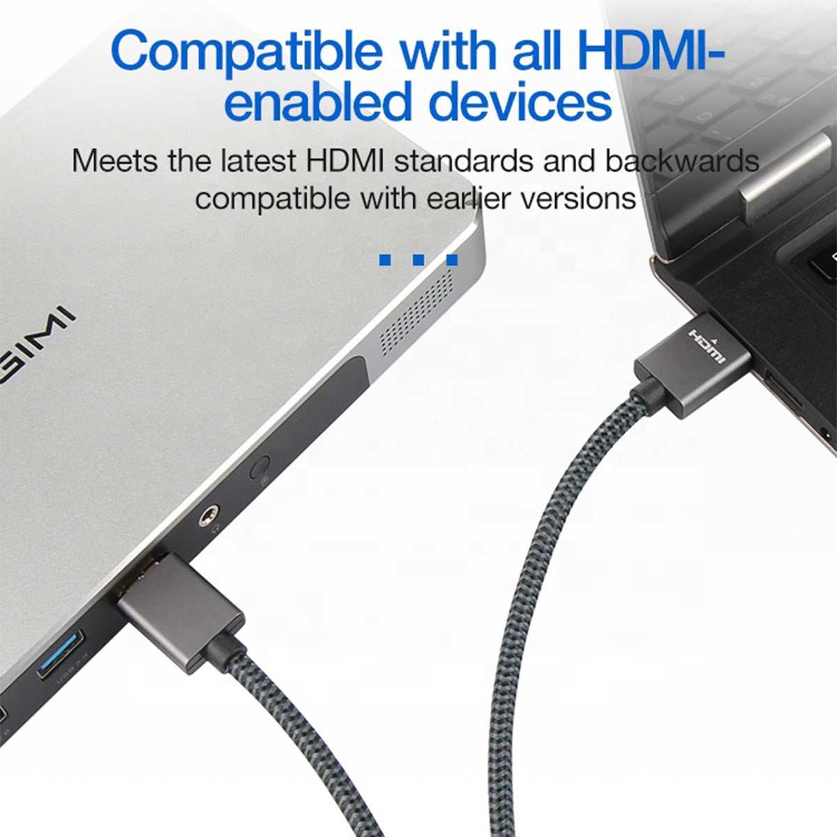 Uniqkart 2m HDMI 2.0 Cable 4K/60Hz HD Video Audio Transfer High Speed 18Gbps Braided Cable Cord