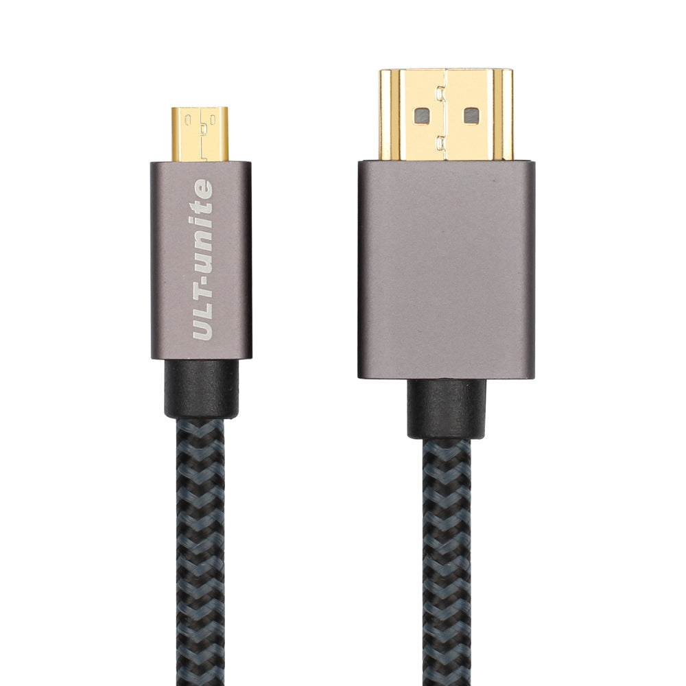 ULT-UNITE 1.2m Micro HDMI to HDMI 2.0 High-Definition Cable 4K/60Hz Video Audio Conversion Cable Cord - Grey/Black