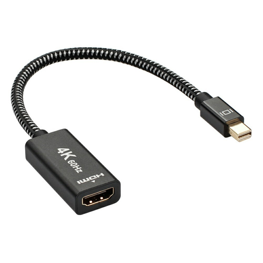 4K 60Hz Mini DisplayPort Male to HDMI Female Adapter Cable Braided Gold-plated Connector Cord (0.2m)