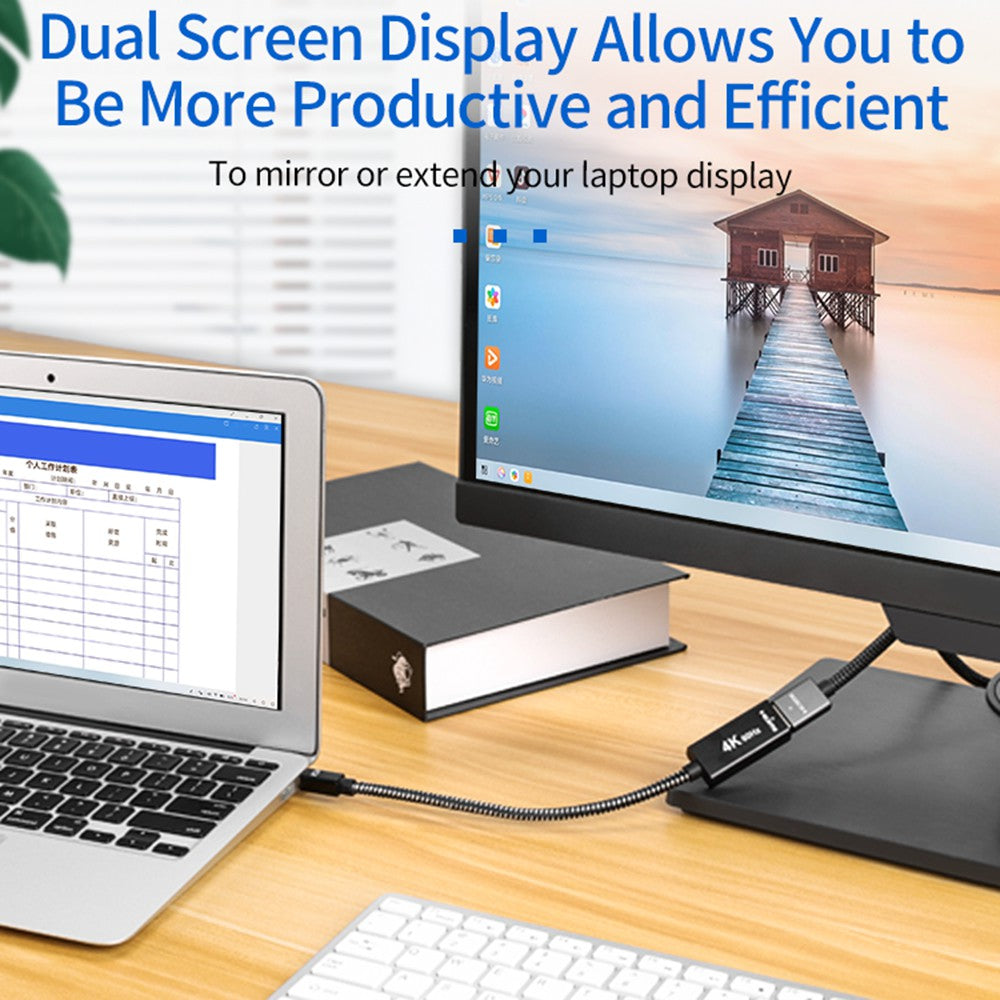 4K 60Hz Mini DisplayPort Male to HDMI Female Adapter Cable Braided Gold-plated Connector Cord (0.2m)