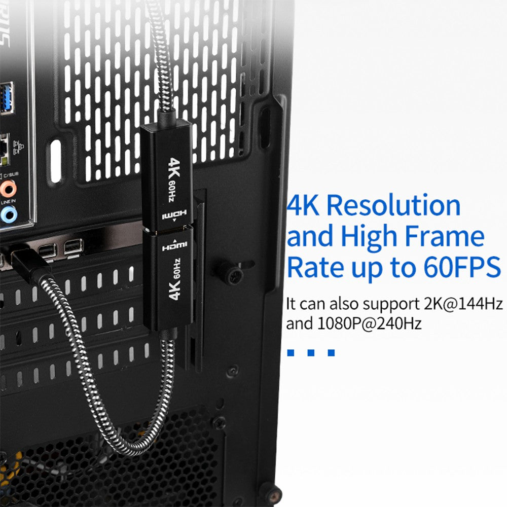 4K 60Hz Mini DisplayPort Male to HDMI Female Adapter Cable Braided Gold-plated Connector Cord (0.2m)