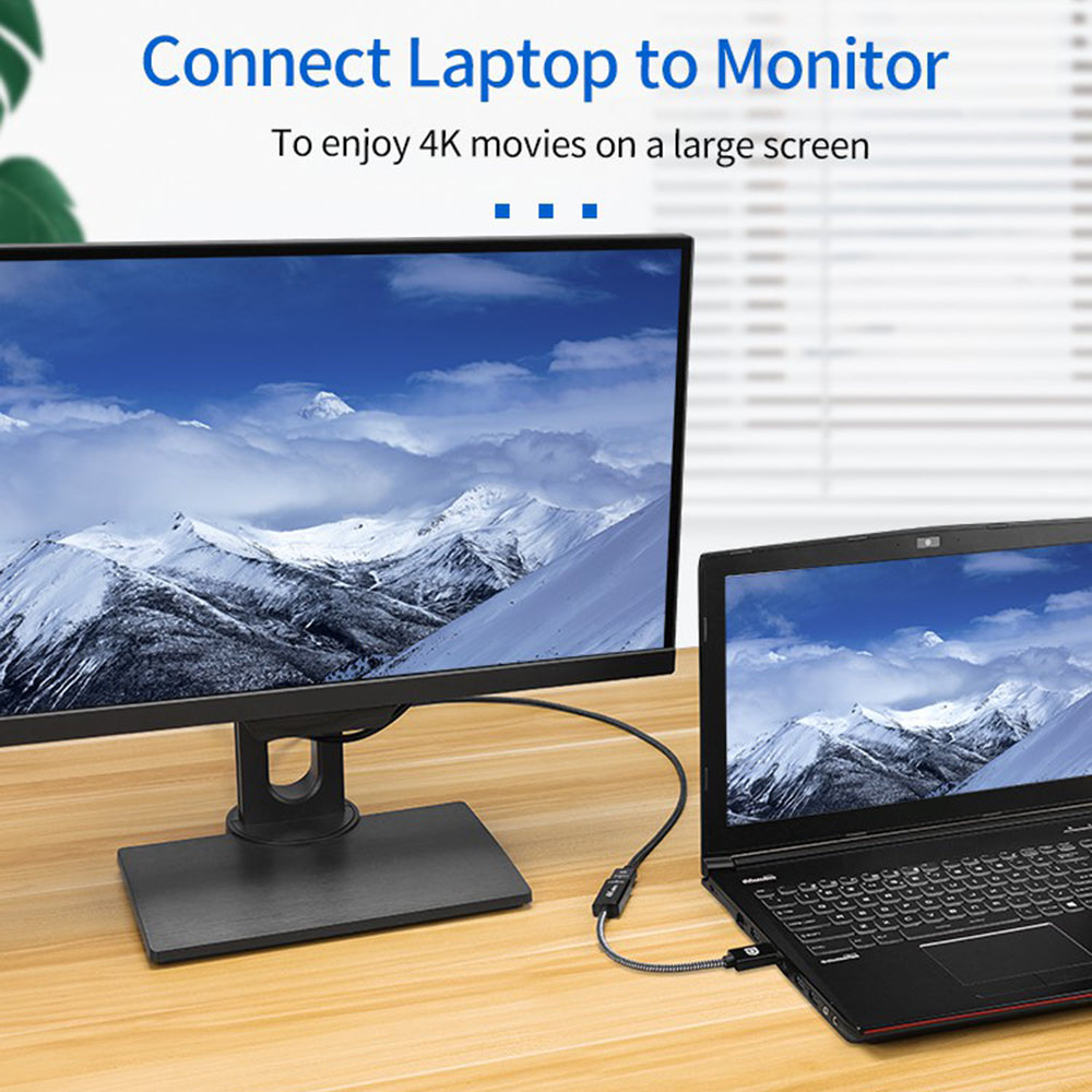 4K 60Hz DisplayPort 1.2 Male to HDMI Female Adapter Cable Gold-plated Converter Cord (0.2m)