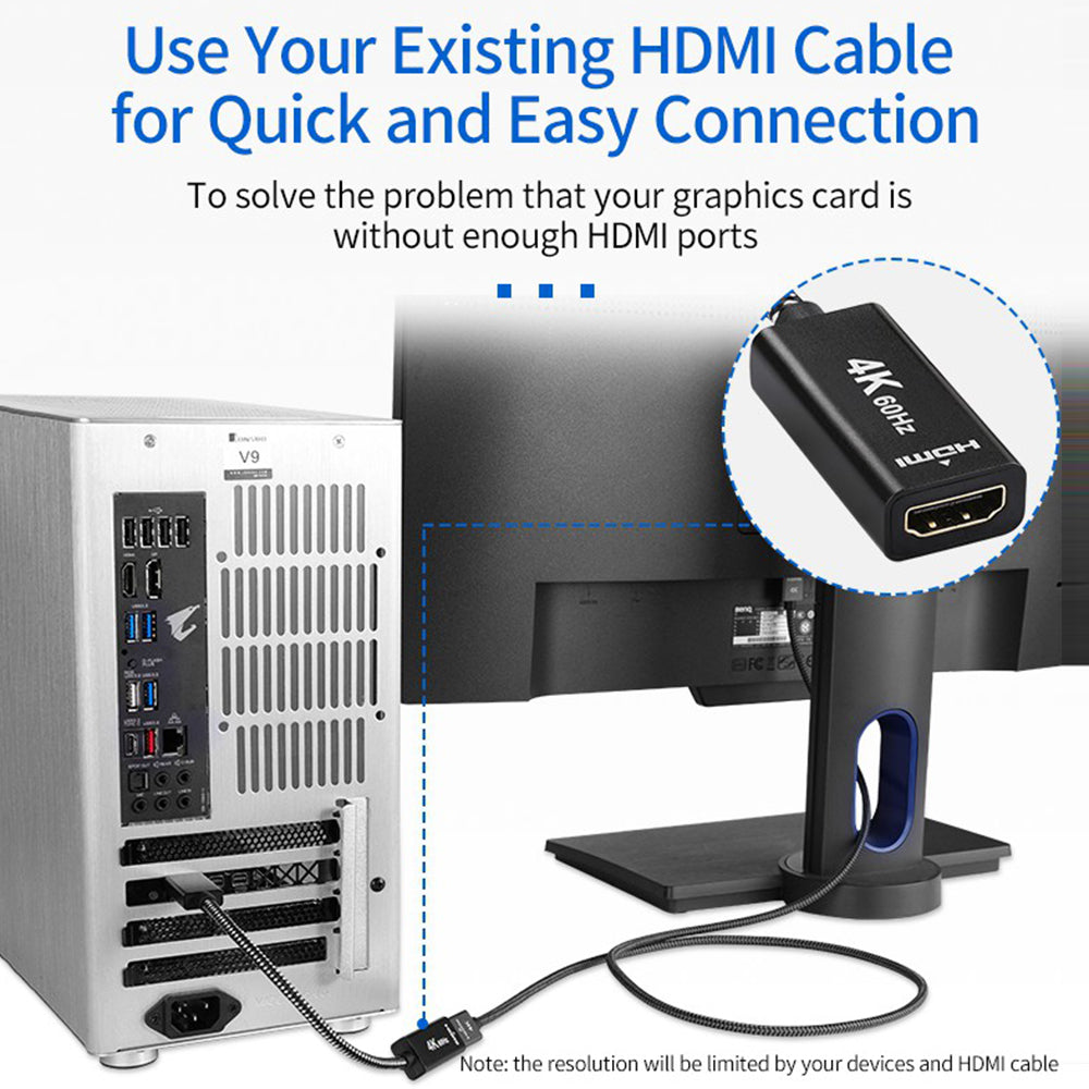 4K 60Hz DisplayPort 1.2 Male to HDMI Female Adapter Cable Gold-plated Converter Cord (0.2m)