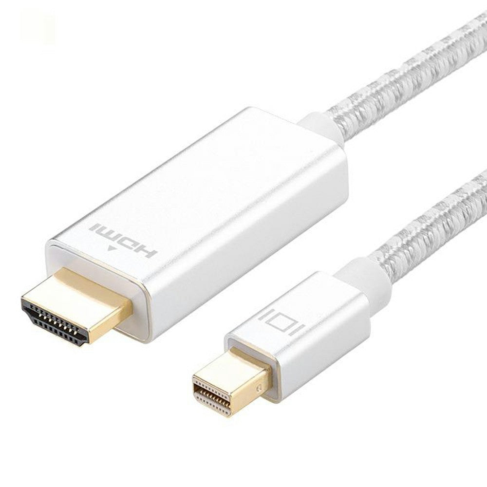 Mini DisplayPort to HDMI Data Sync Cable Compatible with Thunderbolt Braided Cord Gold-plated Connector Adapter Cable Support 1080P@60HZ (2m) - Silver