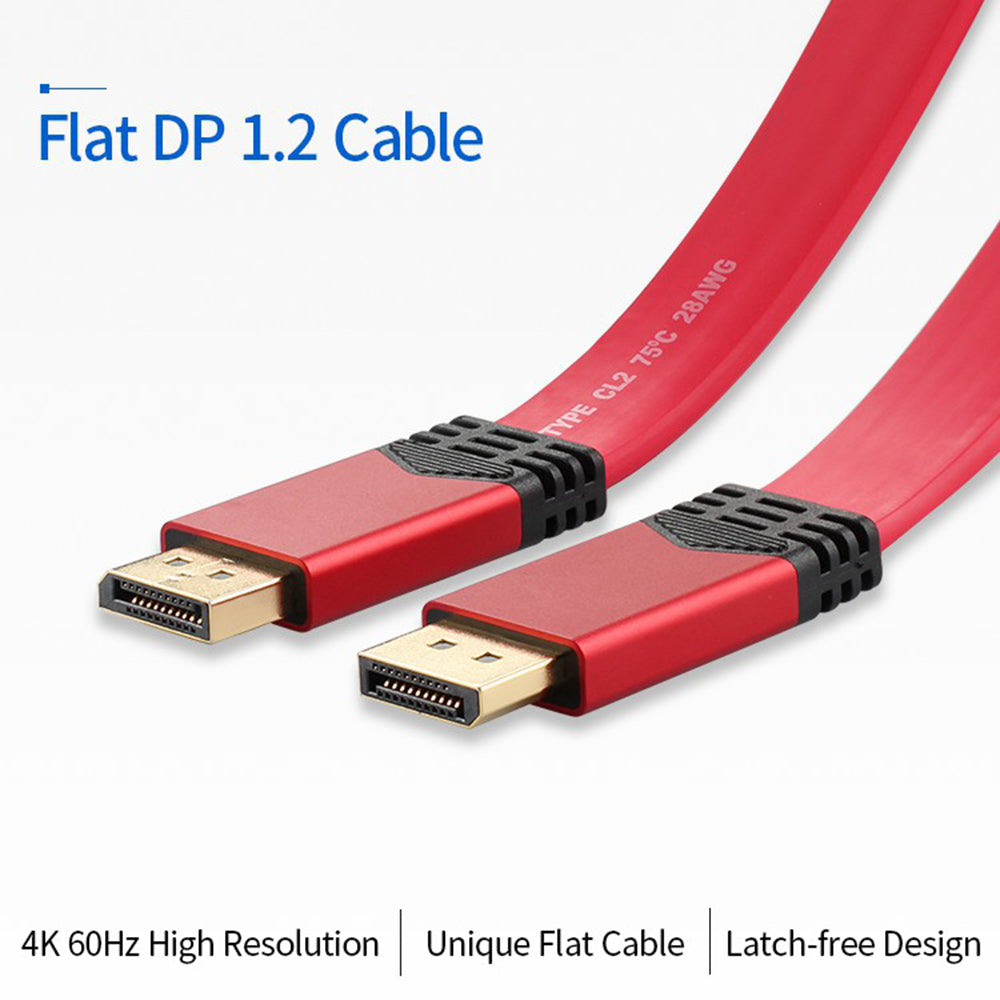 3m 24+28AWG 4K/60Hz 2K/144Hz Computer Display DP 1.2 Displayport Male to Male Flat Cable