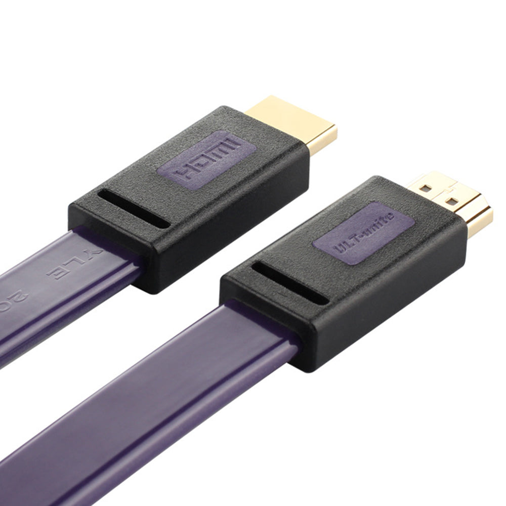 Uniqkart 10m HDMI 1.4 Flat Cable 10.2Gbps 4K 30Hz Audio Video Signal Transfer Cord for TV Projector Monitor - Black