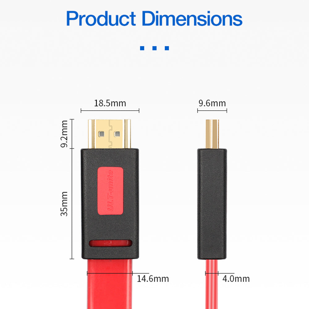 ULT-UNITE 1.5m 10.2Gbps High Speed HDMI 1.4 Flat Cable 4K 30Hz Cord for TV Projector Monitor - Black