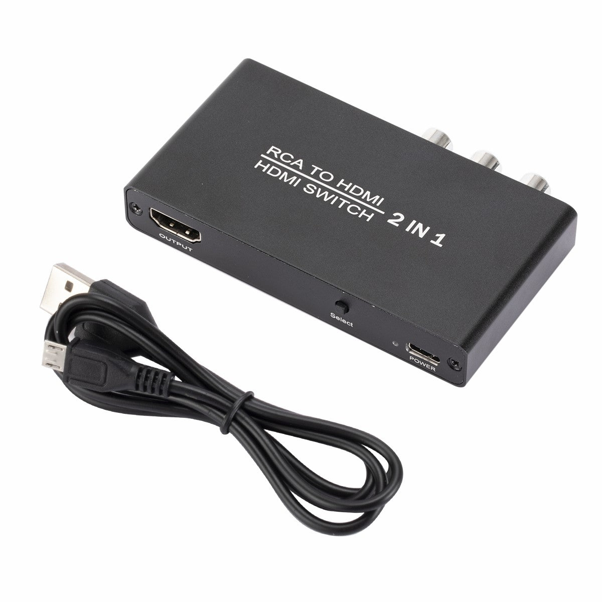 RCA to HDMI Converter 1 RCA + 2 HDMI Switcher Adapter Support 4K/30hz Video
