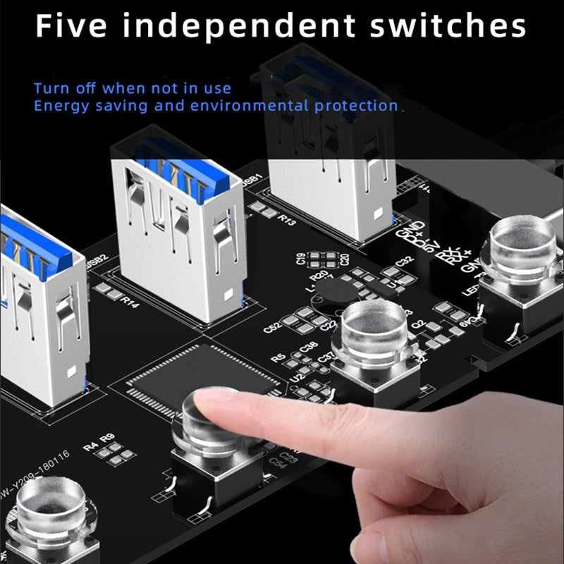 1718C Clear Design 5-in-1 USB C Hub to 4*USB 3.0 Ports and 1*2.1A Fast Charging Port Adapter Fast Charging USB C Hub for Laptops Computers Phones