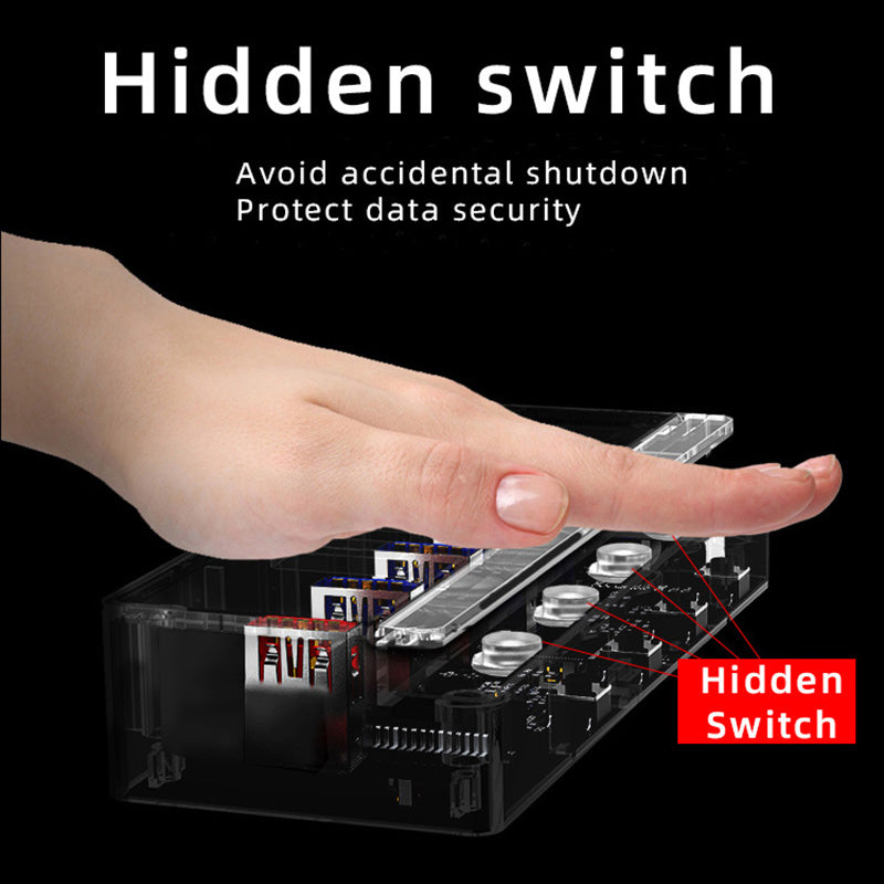 1718C Clear Design 5-in-1 USB C Hub to 4*USB 3.0 Ports and 1*2.1A Fast Charging Port Adapter Fast Charging USB C Hub for Laptops Computers Phones