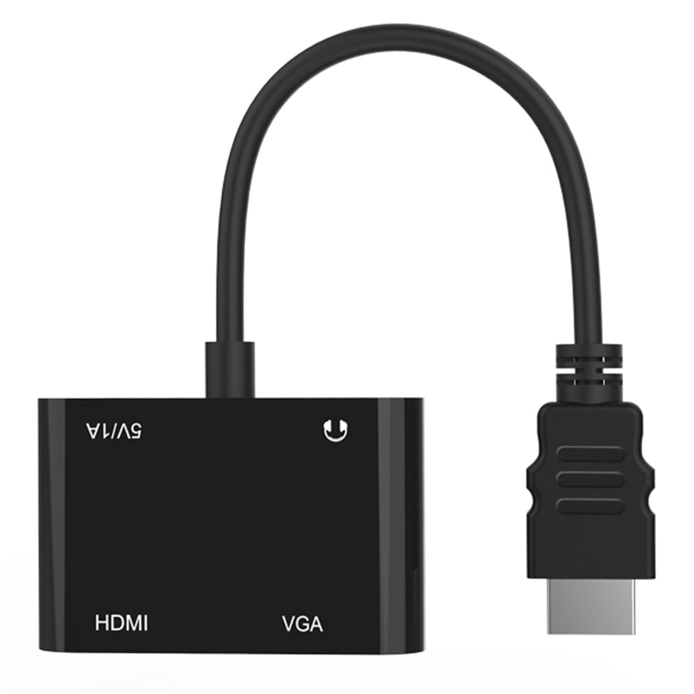 2 in 1 HDTV Adapter HDMI to HDMI+VGA Adapter Cable Portable HDMI Converter with 3.5mm Audio Port