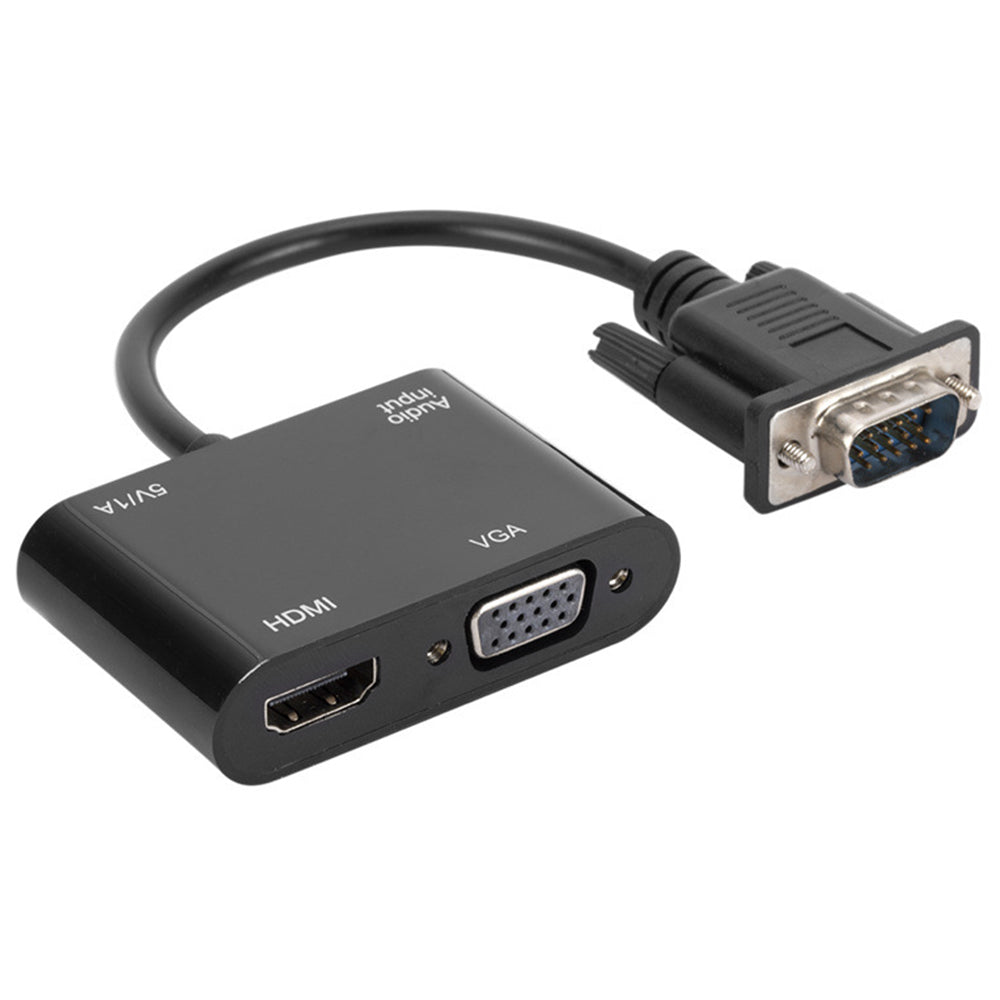 5138 VGA to HDMI+VGA Converter Portable Data Transmission Adapter Cable Support Audio/Video Sync