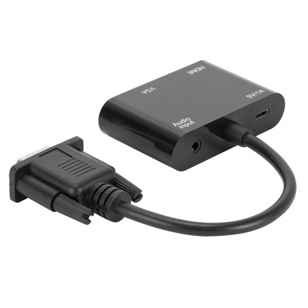 5138 VGA to HDMI+VGA Converter Portable Data Transmission Adapter Cable Support Audio/Video Sync