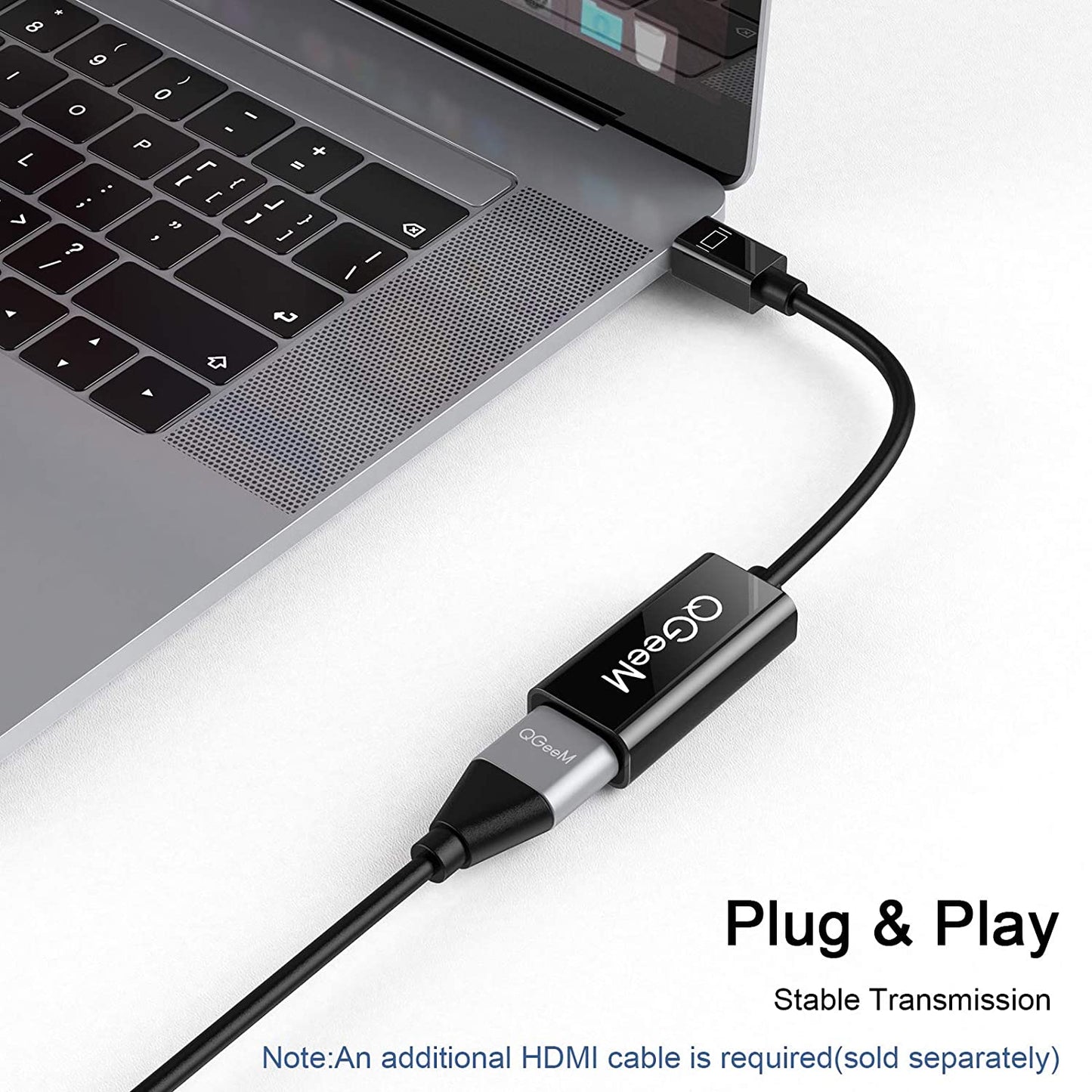 Uniqkart QG-HD10 Mini DP to HDMI Adapter Cable Gold-plated Portable DisplayPort Converter Support 1080P/60Hz Compatible with MacBook Pro