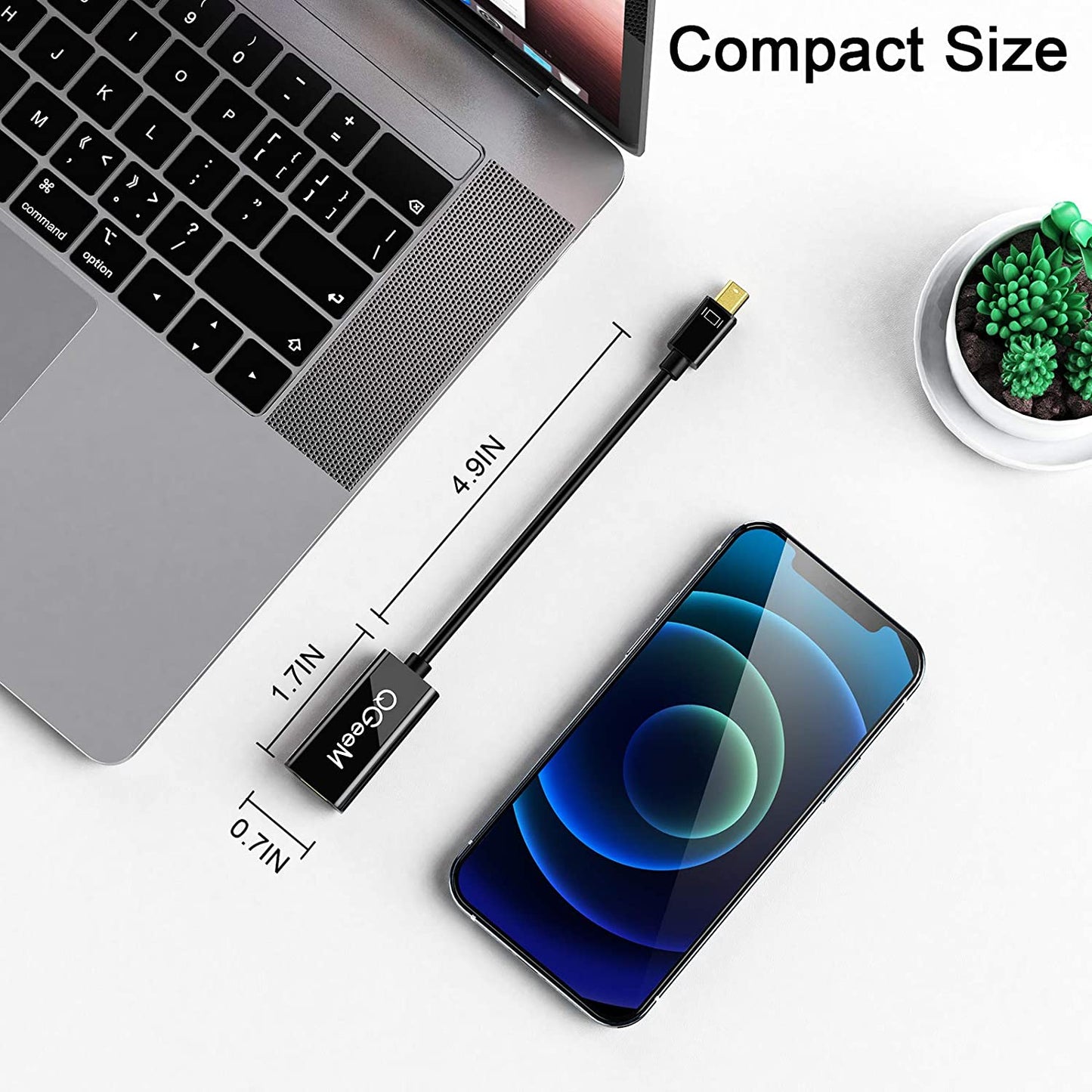 Uniqkart QG-HD10 Mini DP to HDMI Adapter Cable Gold-plated Portable DisplayPort Converter Support 1080P/60Hz Compatible with MacBook Pro