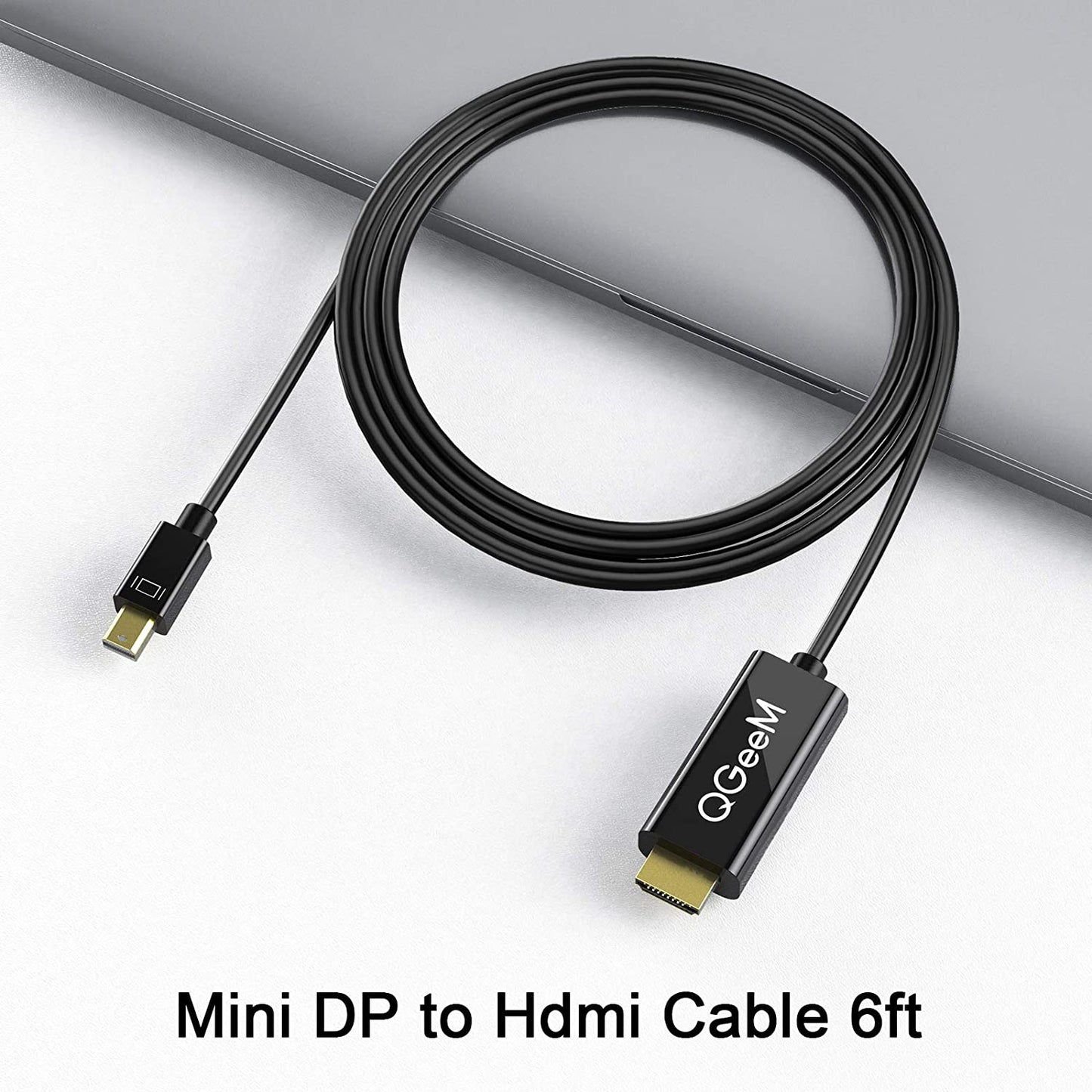 Uniqkart QG-HD23 Mini DP Male to HDMI Male Adapter Mini DisplayPort to HDMI Converter Cable for Computer TV Projector