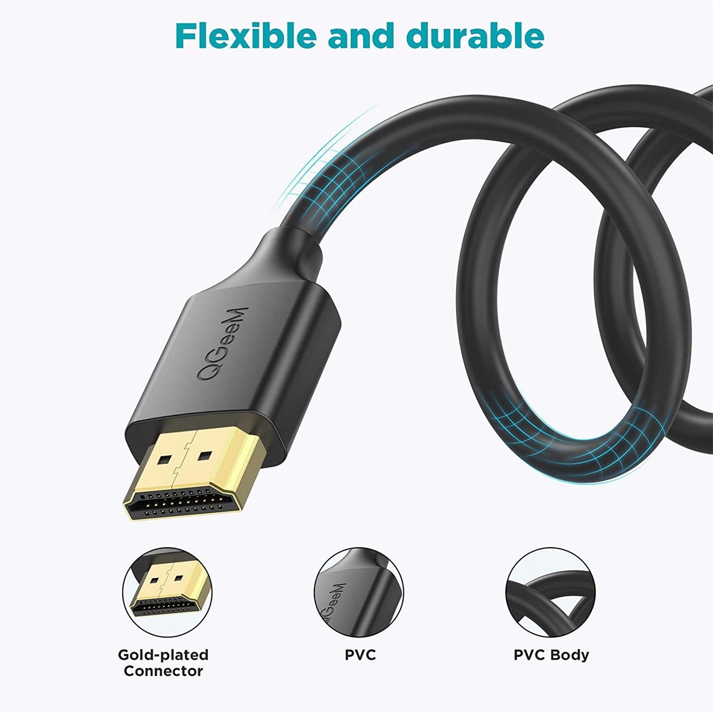 QGEEM QG-AV16-5 4.6m 18Gbps Ethernet High Speed Resolution HD Video 2.0 to Mini Resolution HD Video Connection Cable Resolution HD Video Cord 30AWG Supports 4K 60Hz for UHD TV/Blu-ray Video/PC