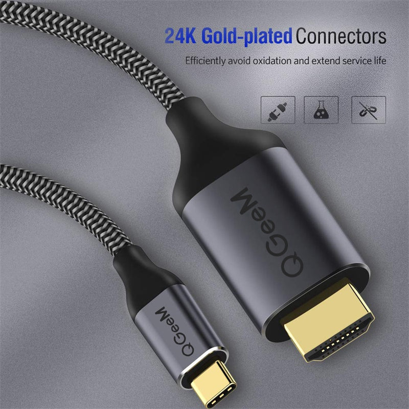 Uniqkart QG-UA09 3m Type-C to HDMI 4K/60Hz HD Video Adapter Cable Connect Phone Laptop to TV Monitor