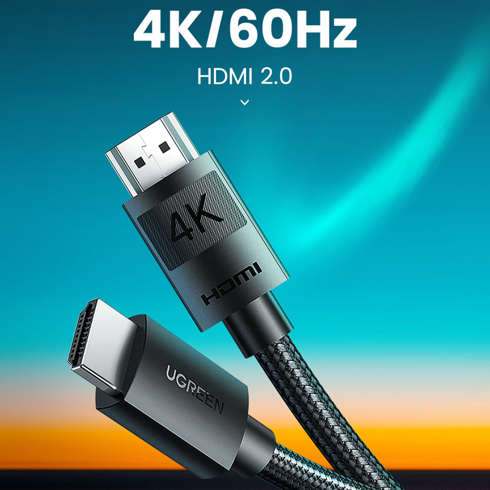 Uniqkart 40102 3m 4K/60Hz HDMI 2.0 Cable HDMI Male to HDMI Male Nylon Braided Cord for RTX 3080 PS4 Xbox HDMI Splitter HDMI Ethernet Cable