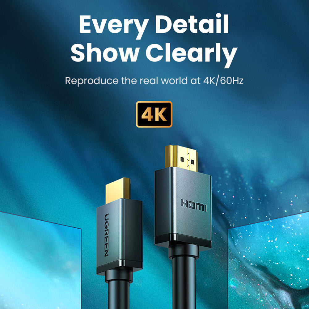 UGREEN 10109 5m 4K/30Hz HDMI Cable with Gold-Plated Connector Super Speed 18Gbps HDMI Male to HDMI Male Cord for Xiaomi Mi Box/PS4/Xbox One/Nintendo Switch
