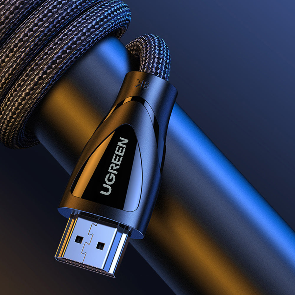 Uniqkart 50731 8m HDMI 2.1 Male to Male HD 8K Video Cable 48Gbps Ultra High Speed UHD TV Braided Cord for PS5/Blu-ray Player/Laptop/TV Box