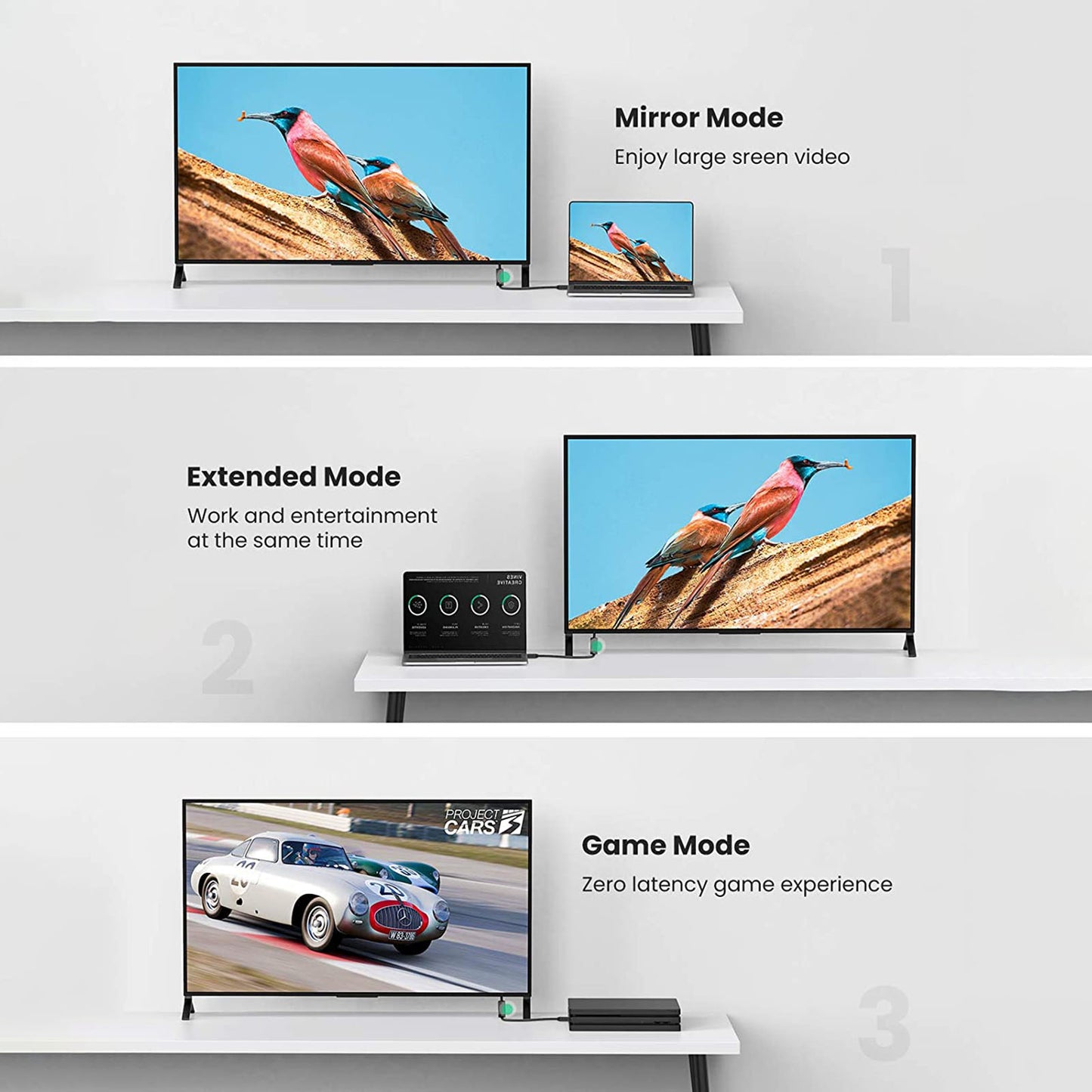 Uniqkart 80646 3m HD 4K HDMI Male to Female Extension Cable TV Monitor Projector Video Transmission Cord for PS5/Blu-ray Player/Laptop