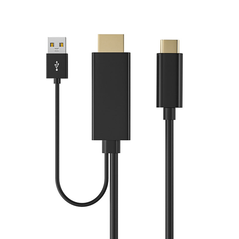 H149 1.8m 4K 60HZ HDMI + USB 2.0 to Type-C Converter Male to Male Adapter Cable