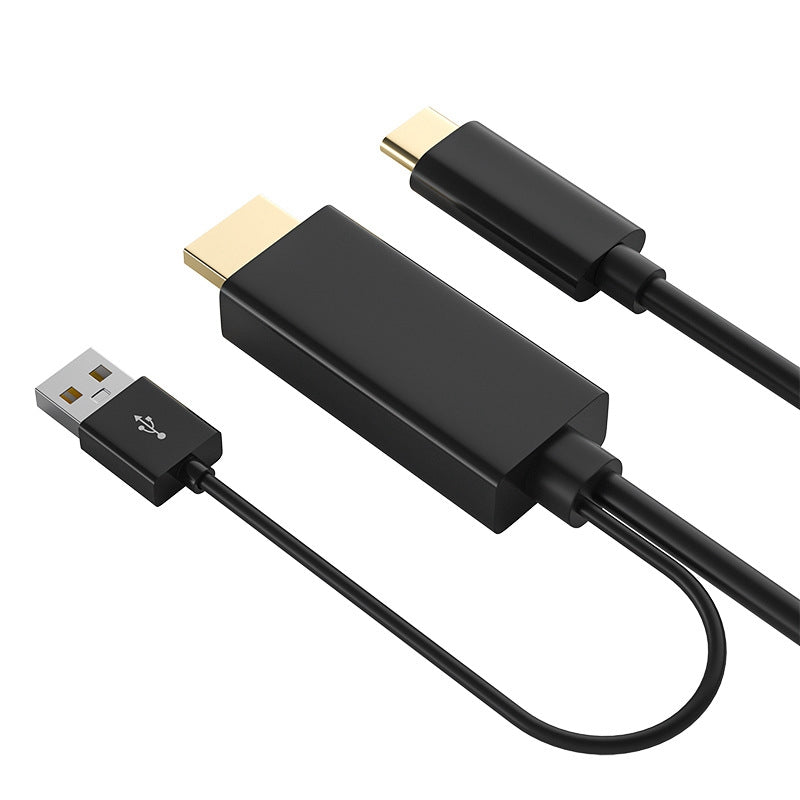 H149 1.8m 4K 60HZ HDMI + USB 2.0 to Type-C Converter Male to Male Adapter Cable