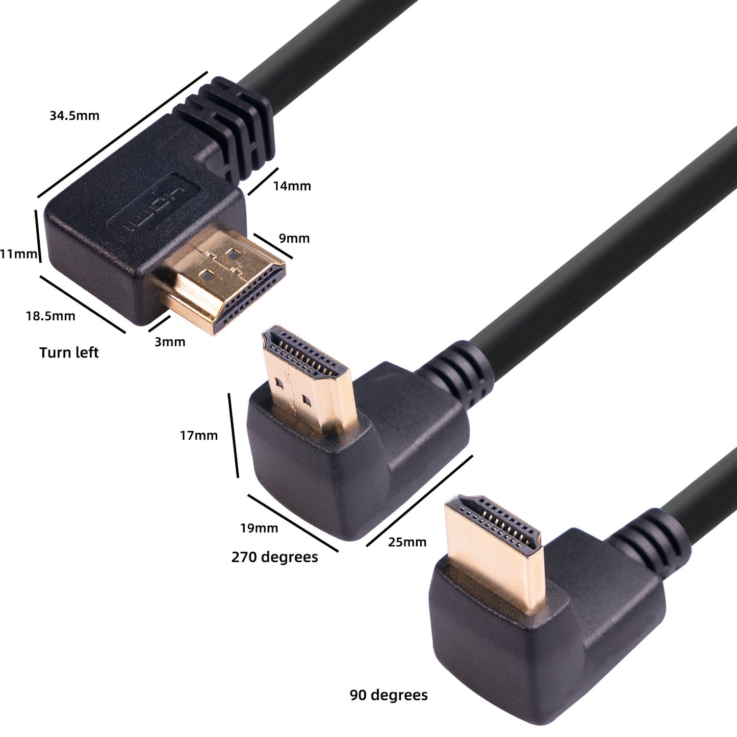 270-Degree Elbow HDMI Male to HDMI Female Adapter Cable Extension Line for Xbox TV Laptop