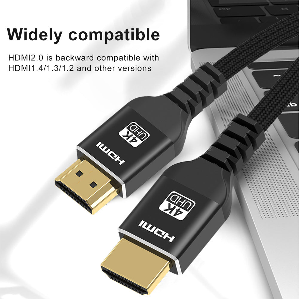 1m 30AWG HDMI 2.0 Connection Cable for TV / Projector, Gold-Plated Connector 4K HD Video Output HDMI Braided Cord