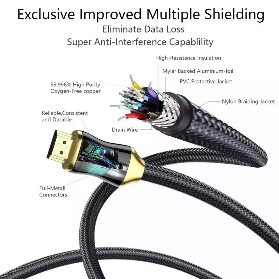 3m 28AWG 4K HDMI 2.0 Cable Nylon Braided HDMI Cord for PS3 / HDTV / Projector - Matte Black