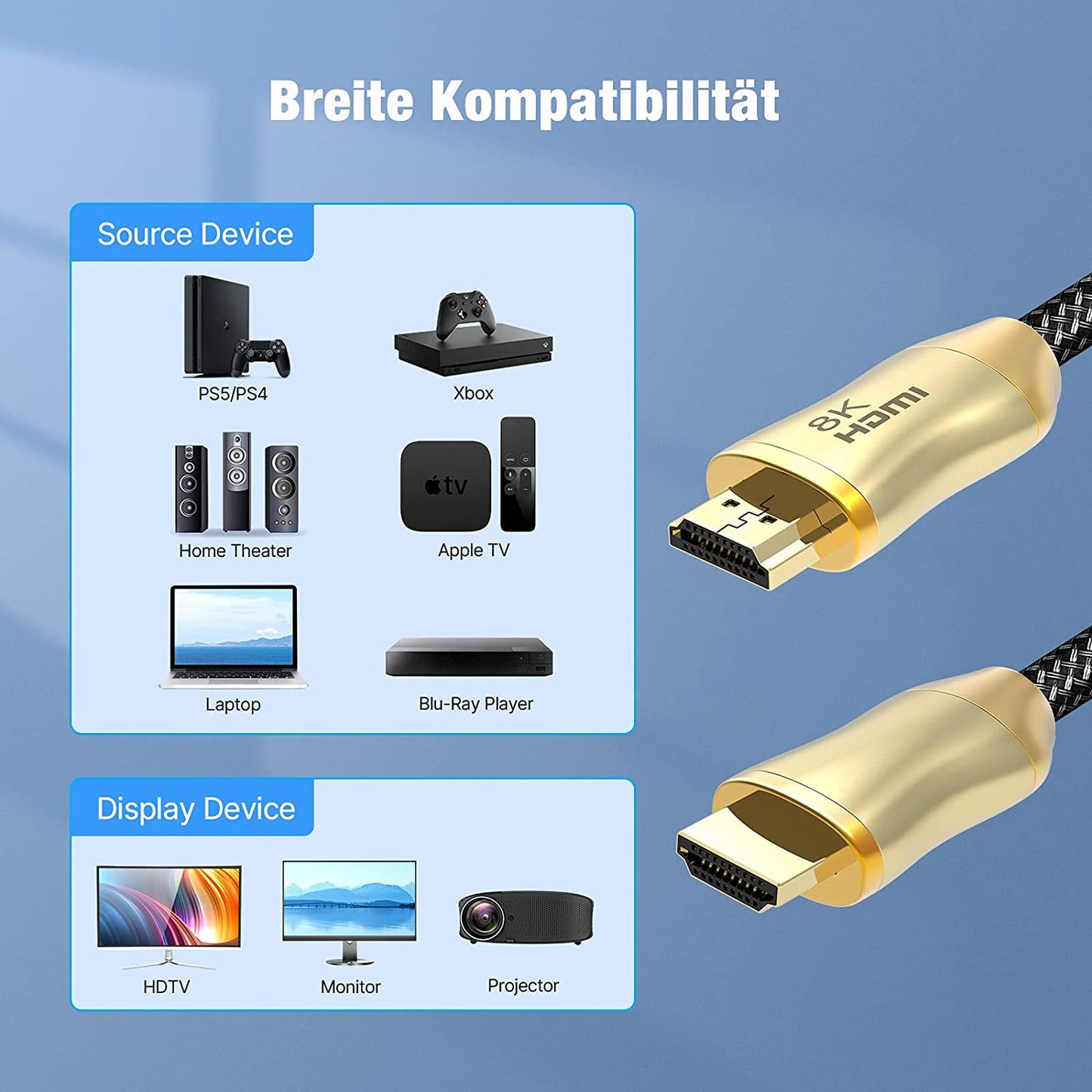 15m Super Long 24AWG 48Gbps High Speed HDMI 2.1 Cable 8K / 60Hz 4K / 120Hz HD Cord for PS5 XBox TV Computer Projector