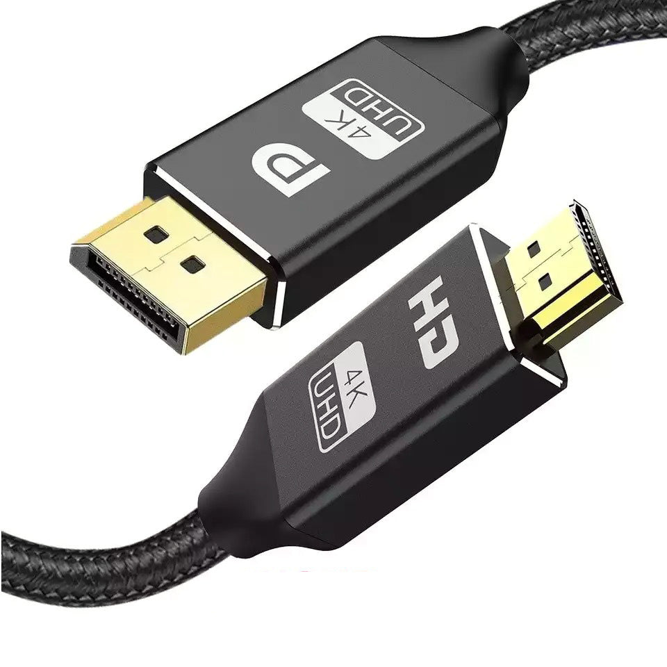 1.5m DisplayPort DP 1.2 to HDMI Cable Converter Cord for TV / Monitor / Projector, Black