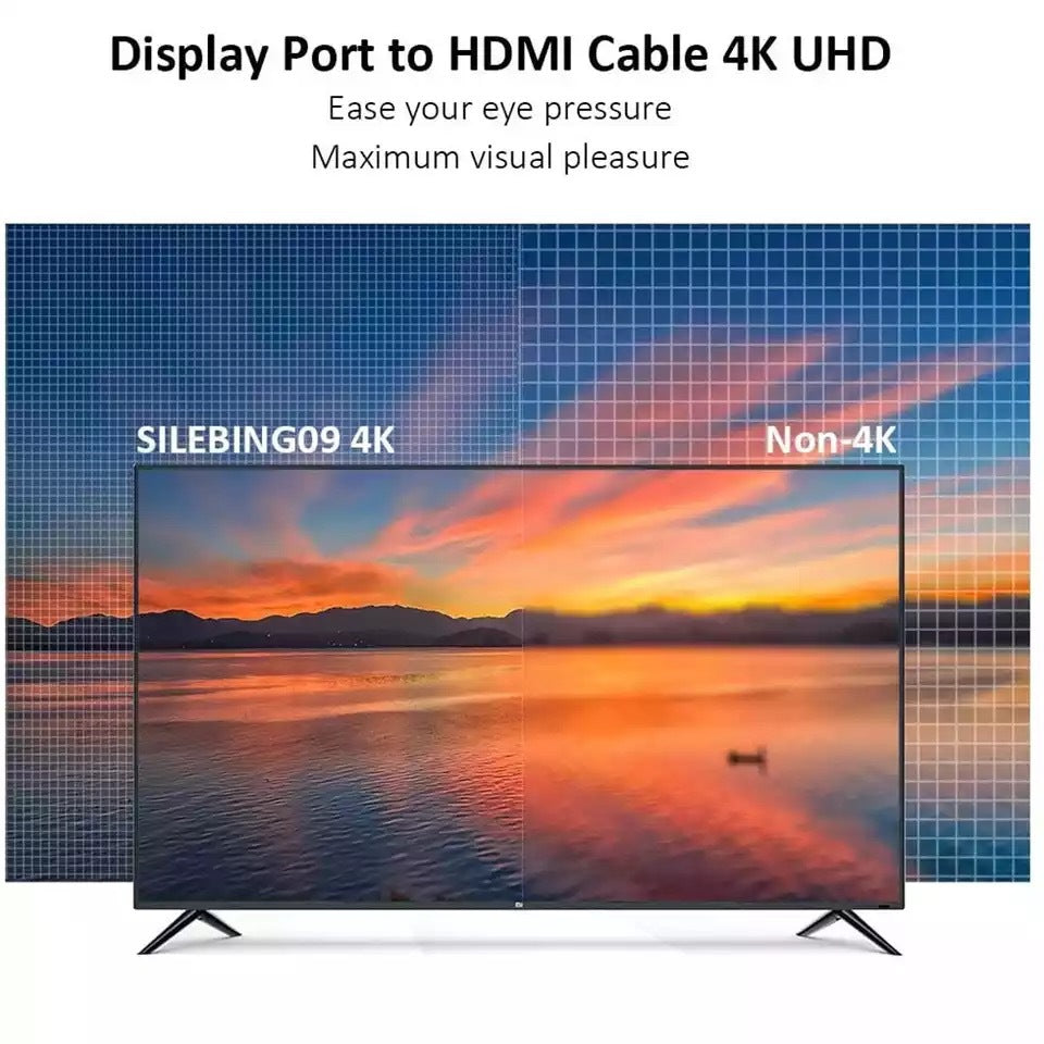 1.5m DisplayPort DP 1.2 to HDMI Cable Converter Cord for TV / Monitor / Projector, Black