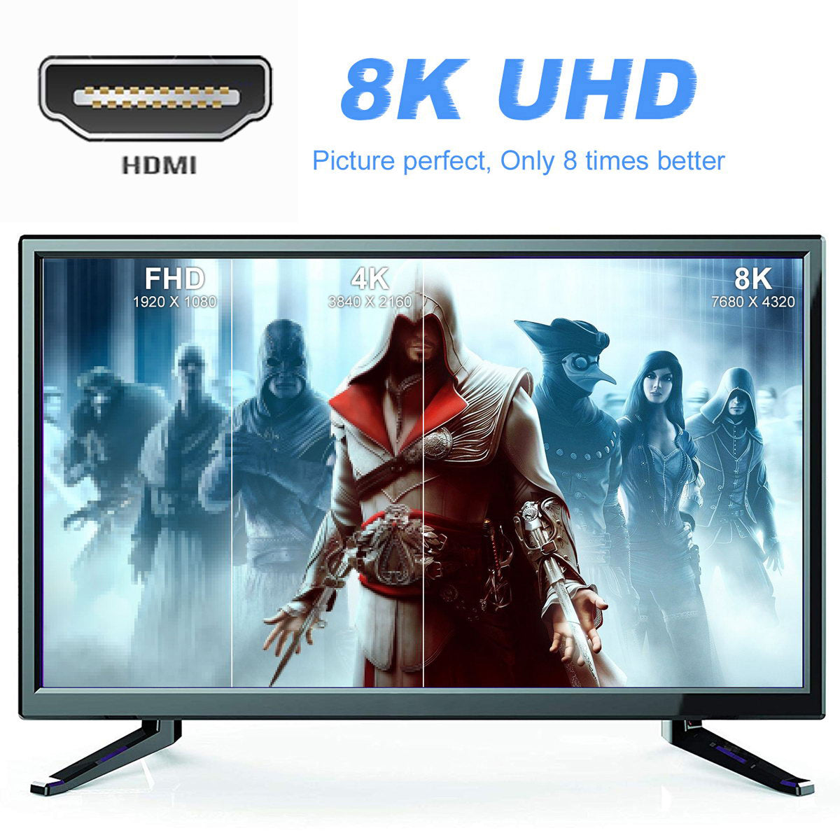 HD-011-A8K02 8K 60Hz Video Output HDMI Convertor Gold-Plated Design HDMI Male to HDMI 2.1 Female Adapter for TV Projector Laptop Computer