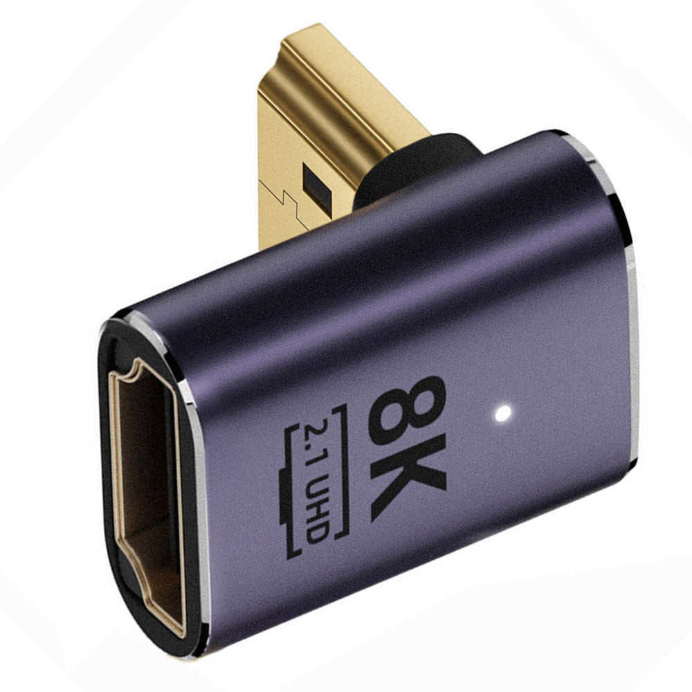 HD-011-A8K07 L-Shape Down Angled HDMI Convertor 8K 60Hz Video Output HDMI Male to HDMI 2.1 Female Adapter for TV Projector Laptop