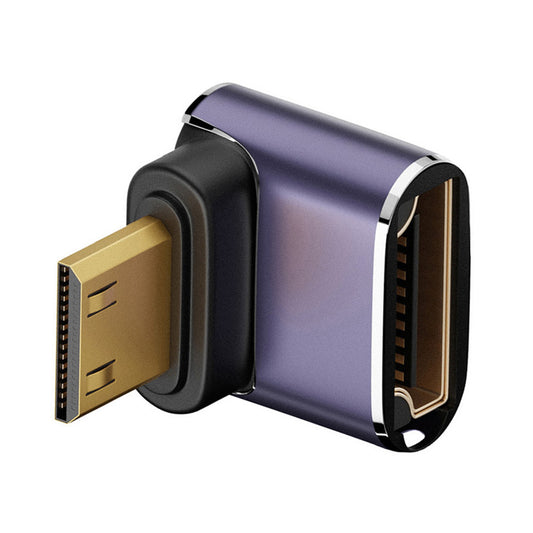 HD-038-C8K04 270-Degree Angled Mini HDMI Male to HDMI 2.1 Female Adapter Coupler Right Angle L-Shaped HD Video Extender Supporting 8K 60Hz High Resolution