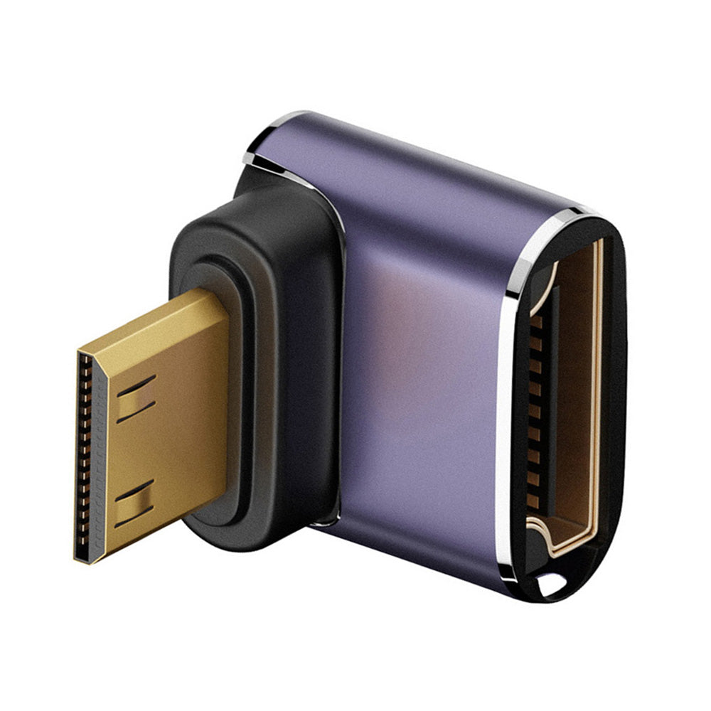 HD-038-C8K04 270-Degree Angled Mini HDMI Male to HDMI 2.1 Female Adapter Coupler Right Angle L-Shaped HD Video Extender Supporting 8K 60Hz High Resolution